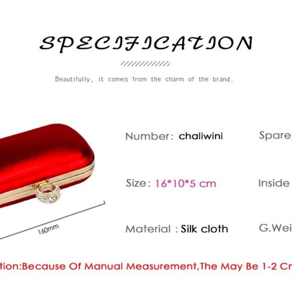 New Silk Clothing Red Gold diamond clutch - Picture 5 of 5